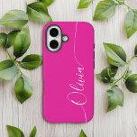 Pink White Elegant Calligraphy Script Name<br><div class="desc">Pink White Elegant Calligraphy Script Custom Personalized Name iPhone 14 Smart Phone Cases features a modern and trendy simple and stylish design with your personalized name in elegant hand written calligraphy script typography on a soft pink background. Designed by ©Evco Studio www.zazzle.com/store/evcostudio</div>