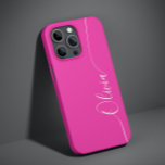 Pink White Elegant Calligraphy Script Name<br><div class="desc">Pink White Elegant Calligraphy Script Custom Personalized Name iPhone 14 Smart Phone Cases features a modern and trendy simple and stylish design with your personalized name in elegant hand written calligraphy script typography on a soft pink background. Designed by ©Evco Studio www.zazzle.com/store/evcostudio</div>