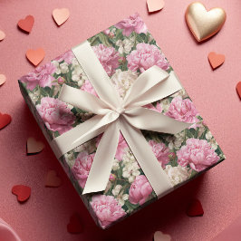 Pink & White Floral Pattern Easter Wrapping Paper Presentpapper