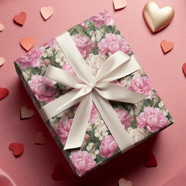 Pink & White Floral Pattern Easter Wrapping Paper Presentpapper (Skapare uppladdad)