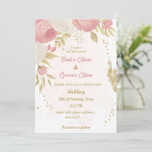 pink & white flowers gold botanical wedding