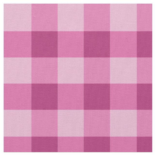 Pink White Gingham Check Combed Cotton Fabric Tyg (Närbild)