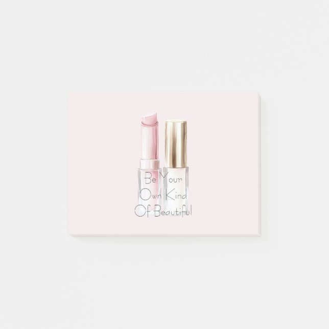 Pink White Lipstick Ivory Nail Polish Post-it Block (Framsida)