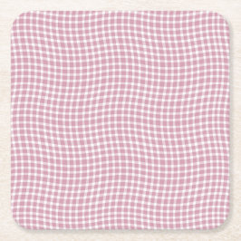 Pink White Plaid Checker Seamless Pattern Underlägg Papper Kvadrat