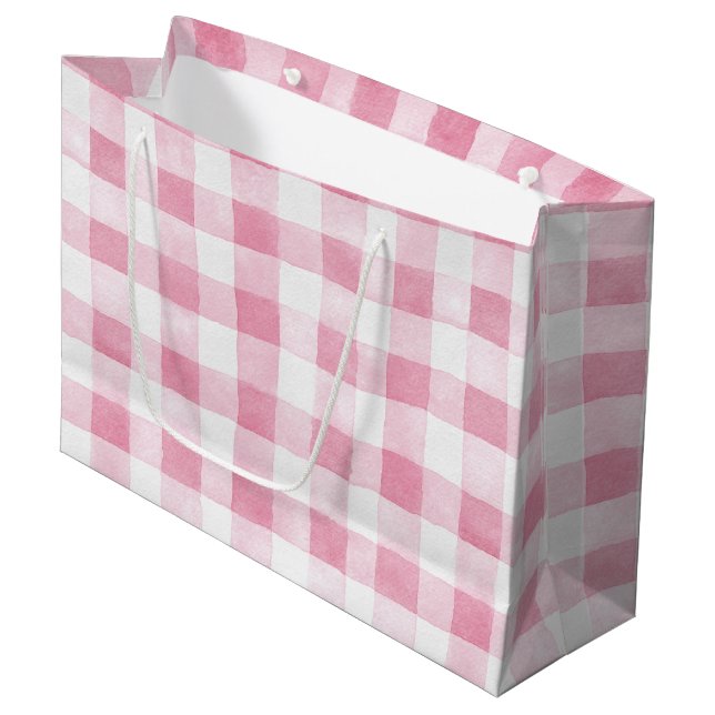 Pink White Plaid Stripes Birthday (Framsidan Vinklad)