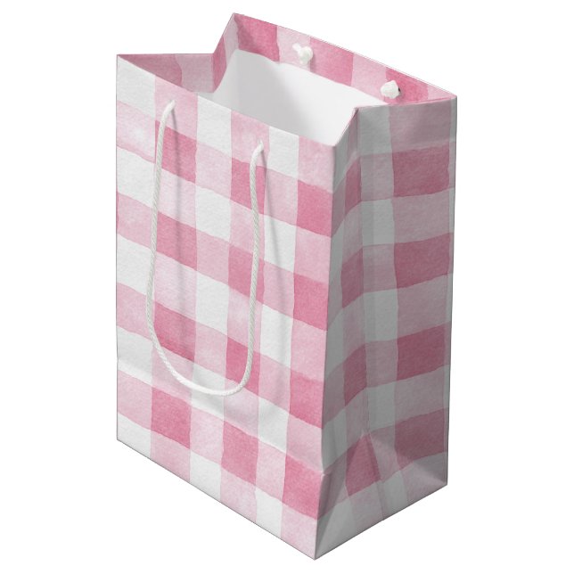 Pink White Plaid Stripes Birthday (Framsidan Vinklad)