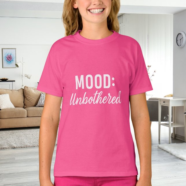 Pink white quote mood unbothererd girl t shirt (Skapare uppladdad)