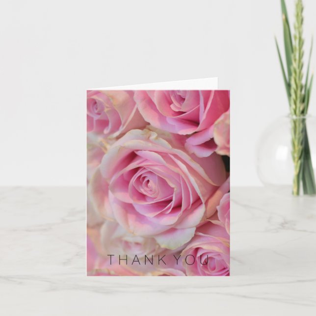 Pink White Roses Thank You Tack Kort (Framsida)