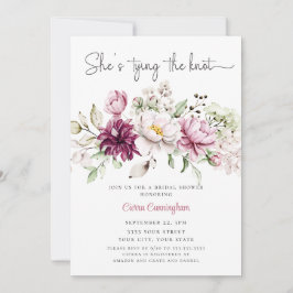 Pink White She's Tying the Knot Floral Bridal Inbjudningar