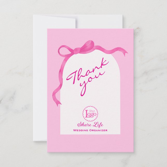 Pink White Wedding Organizer Business Thank you (Framsida)