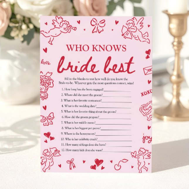 Pink Who Knows The Bride Best Bridal Shower Game Inbjudningar (Pink Who Knows The Bride Best Bridal Shower Game)