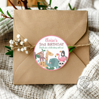 Pink Wild Animal Runt Klistermärke