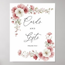 Pink Wild Flowers Cards and Gifts Sign Poster