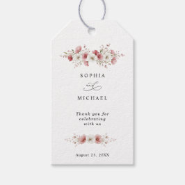 Pink Wild Flowers Wedding Gift Tag Presentetikett