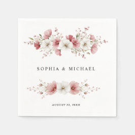 Pink Wild Flowers Wedding Pappersservett