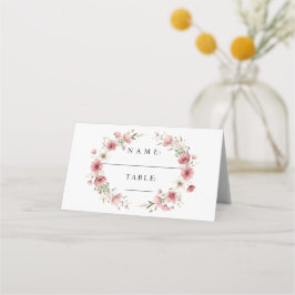 Pink Wild Flowers Wedding Placeringskort