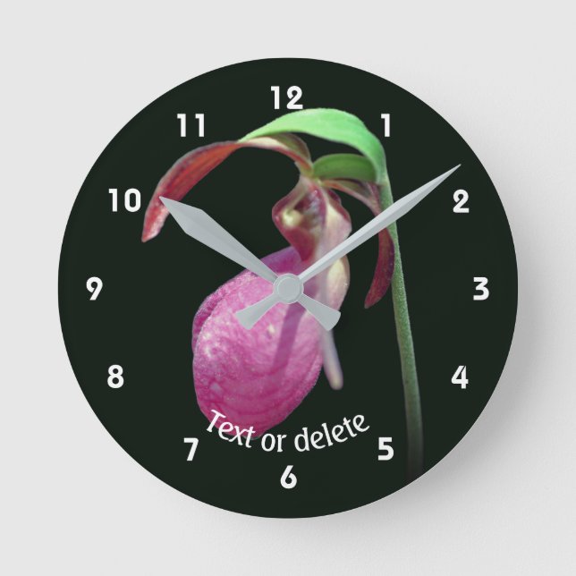 Pink Wild Lady Slipper Flower Personalized Rund Klocka (Framsida)
