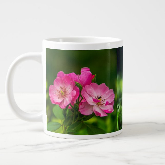 Pink Wild Rose Flowers Photography Design-52654 Jumbo Mugg (Vänster)