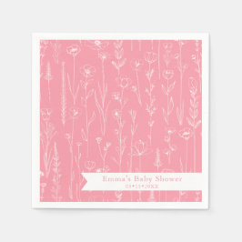 Pink Wildflower Baby Shower | Floral Pattern  Pappersservett