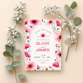 Pink Wildflower Romantic Floral Elegant Botanical  Spara Datumet