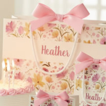 Pink Wildflower Watercolor Monogram Name