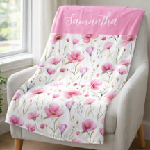 Pink Wildflower Watercolor Name 