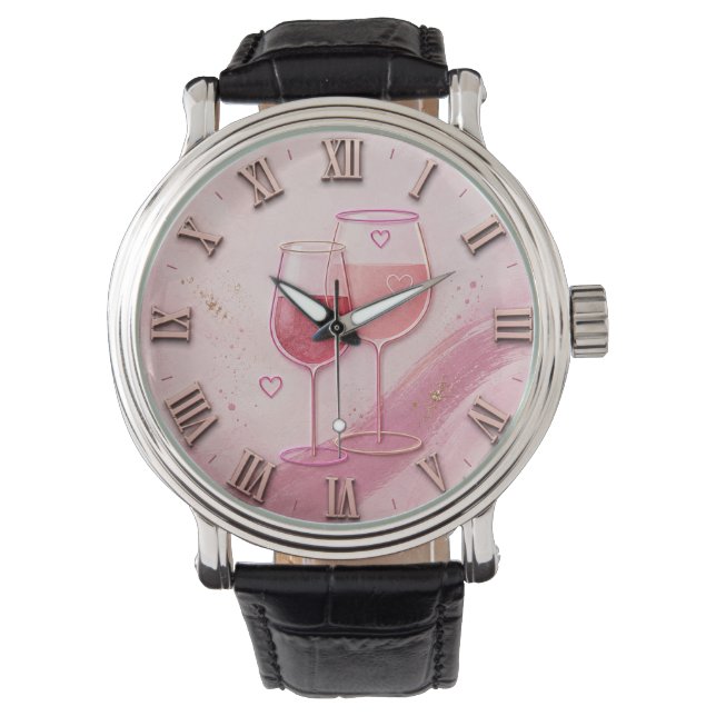 Pink Wine Glass Armbandsur (Framsida)