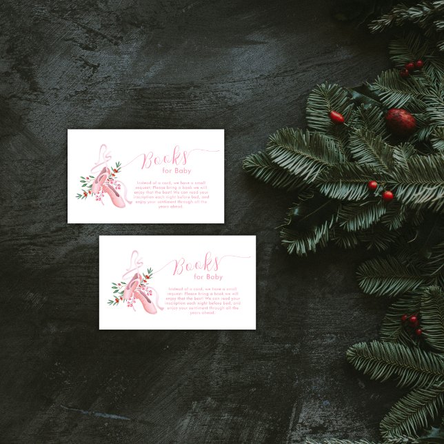 Pink Winter Ballerina Tutu Books For Baby Shower  Tilläggskort (Pink Winter Ballerina Tutu Books For Baby Shower Enclosure Card)