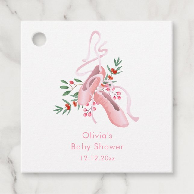 Pink Winter Ballerina Tutu Cold Baby Shower  Gåvor Etiketter (Framsida)