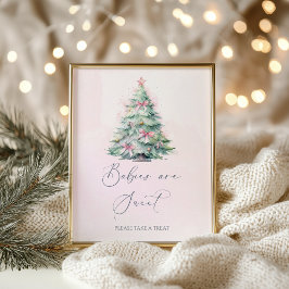 Pink winter Christmas Baby shower Babies are sweet Poster