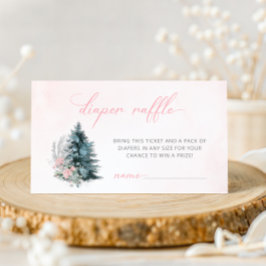 Pink Winter Christmas Baby Shower Diper raffle Tilläggskort