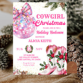 Pink Winter Christmas Cowgirl Holiday Party Inbjudningar