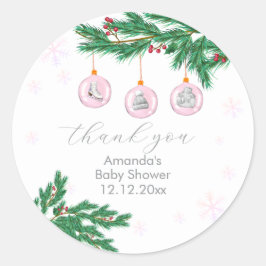 Pink Winter Clothes Ornaments Baby Shower  Runt Klistermärke