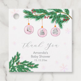 Pink Winter Clothesline Ornaments Baby Shower  Gåvor Etiketter
