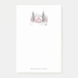 Pink Winter Cottage Christmas Post-it Block