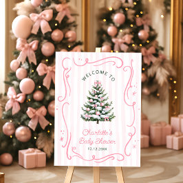 Pink Winter Girl Baby Shower Welcome