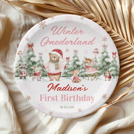 Pink Winter Onederland Forest Girl Birthday