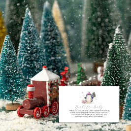 Pink Winter Skate Penguin Books for Baby Shower  Tilläggskort