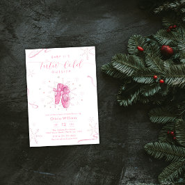 Pink Winter Snowflake Ballerina Baby Shower Inbjudningar