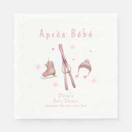 Pink Winter Woodland Après Bébé Ski Baby Shower  Pappersservett