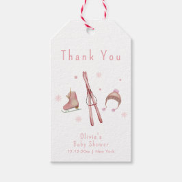 Pink Winter Woodland Après Bébé Ski Baby Shower  Presentetikett