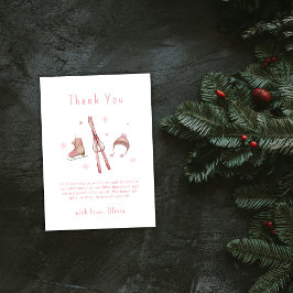 Pink Winter Woodland Après Bébé Ski Baby Shower  Tack Kort