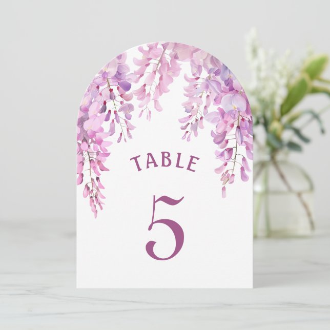 Pink Wisteria Arch Table Number Inbjudningar (Stående Fram)