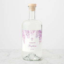 Pink Wisteria Baptism Spritflaskor Etikett