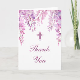 Pink Wisteria Holy Cross Religious Thank You Kort
