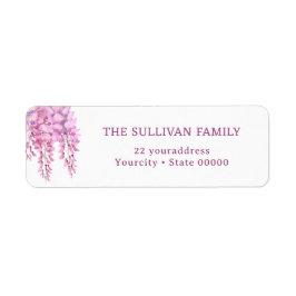 Pink wisteria return address label returadress etikett