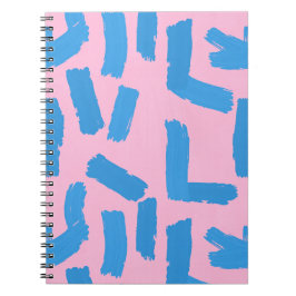 Pink with Blue Brushstroke Pattern Anteckningsbok