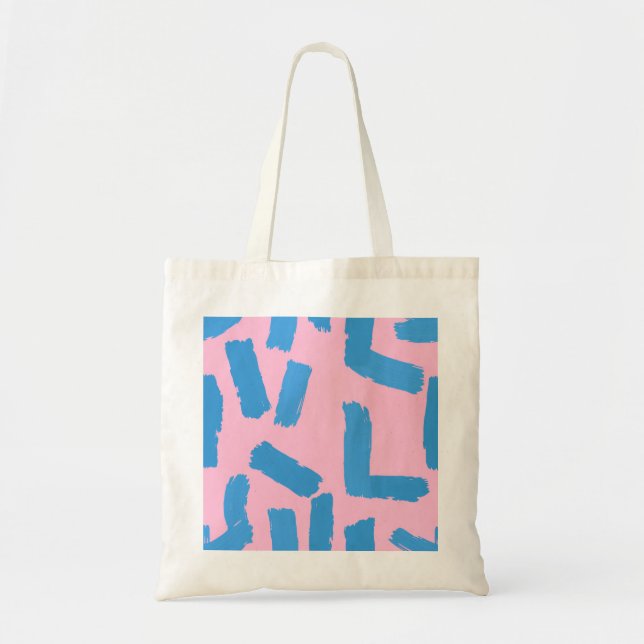 Pink with Blue Brushstroke Pattern Budget Tygkasse (Framsidan)