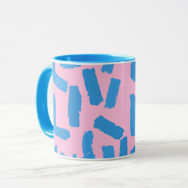 Pink with Blue Brushstroke Pattern Combo Mugg