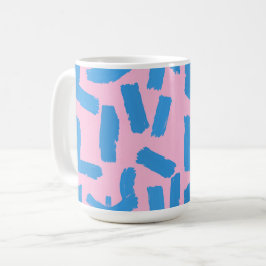 Pink with Blue Brushstroke Pattern Kaffemugg
